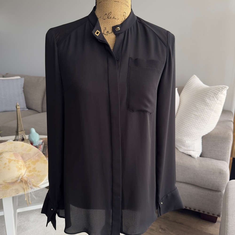 RACHEL Rachel Roy Black Pleated Blouse